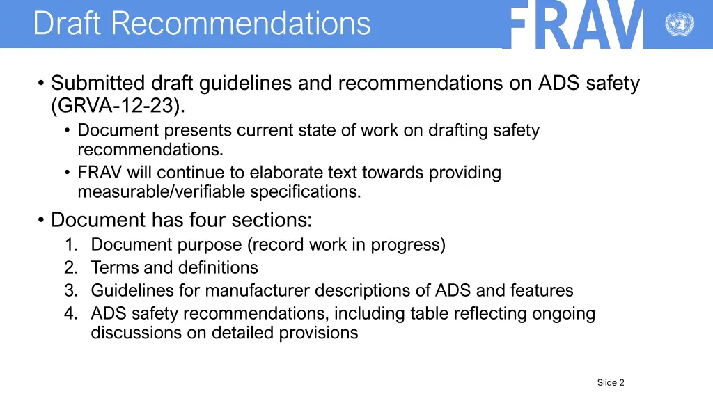 draft recommendations