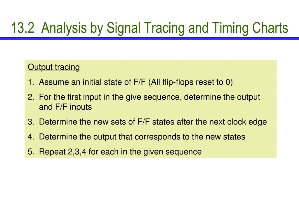 13 2 analysis by signal tracing and timing charts