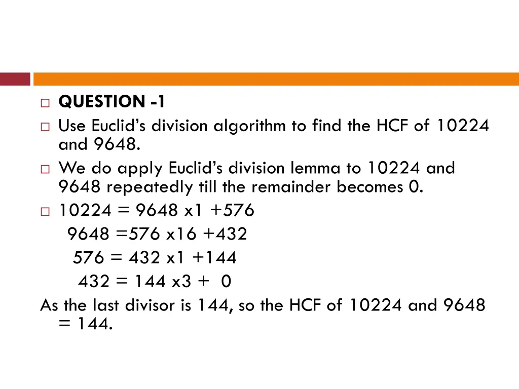 question 1 use euclid s division algorithm