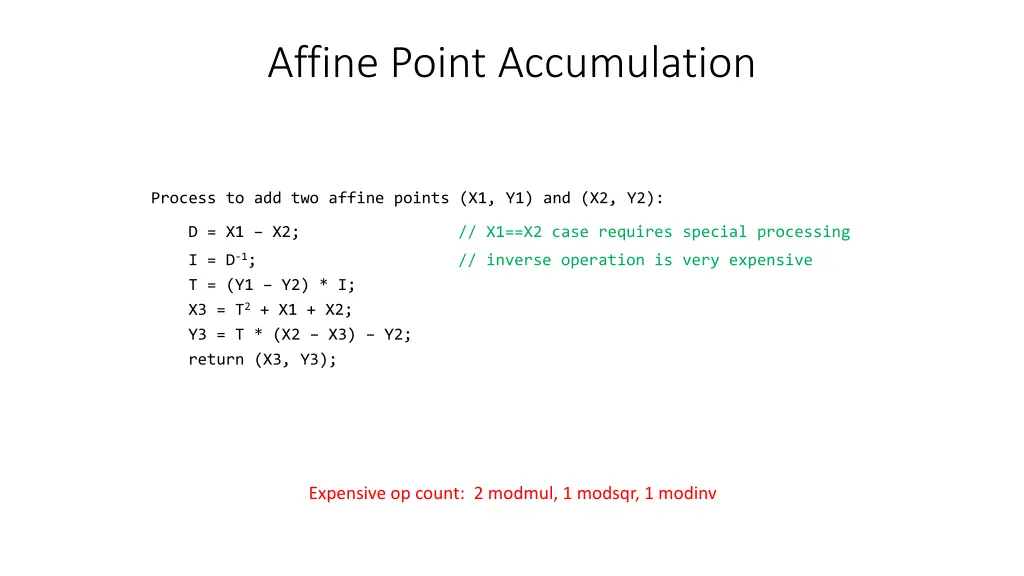 affine point accumulation