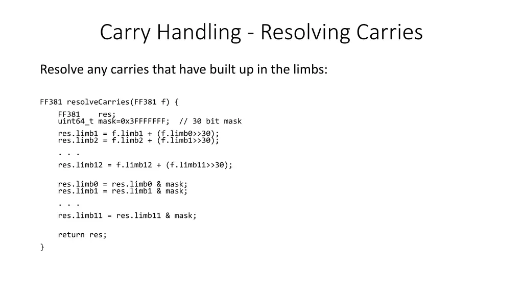 carry handling resolving carries