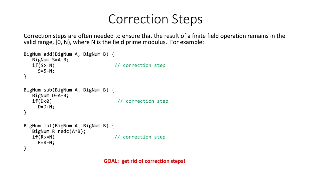 correction steps