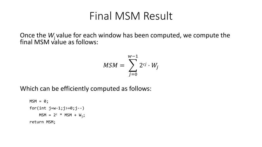 final msm result