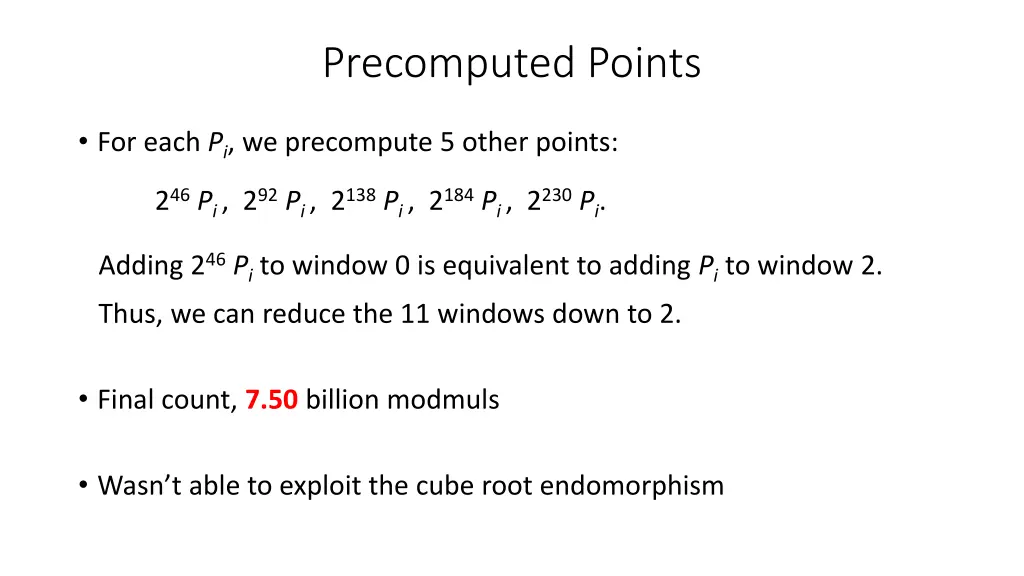 precomputed points