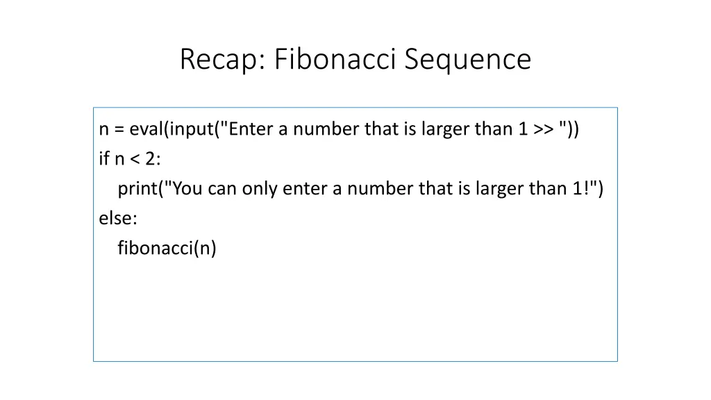 recap fibonacci sequence 2