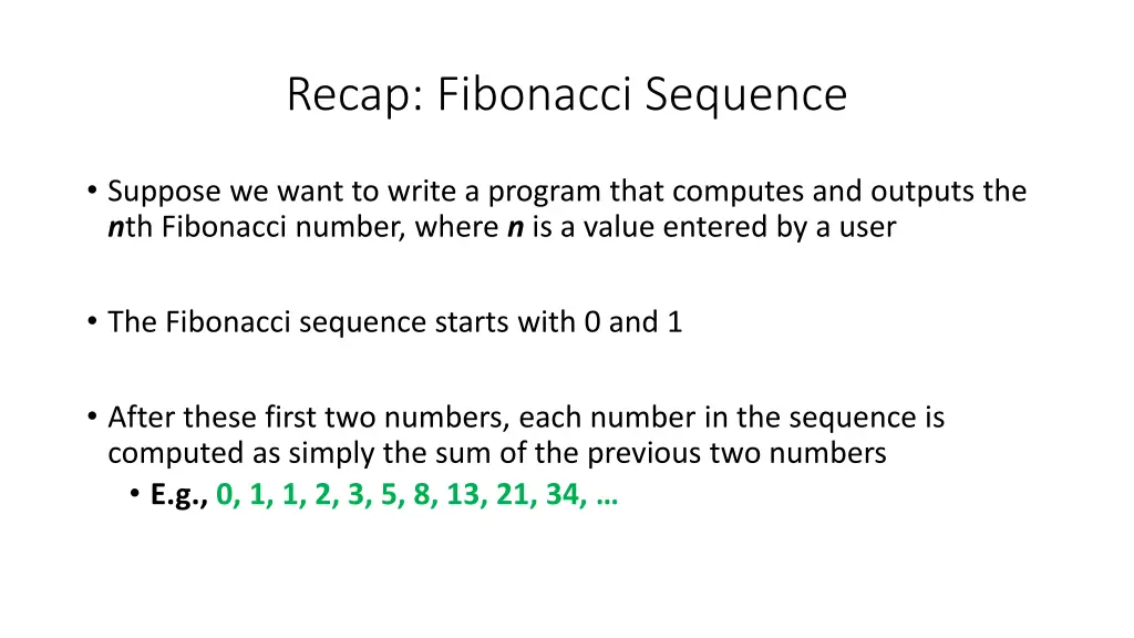 recap fibonacci sequence