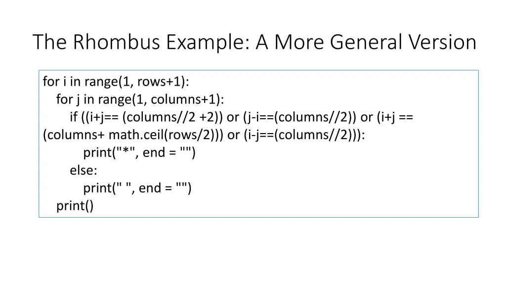 the rhombus example a more general version 1