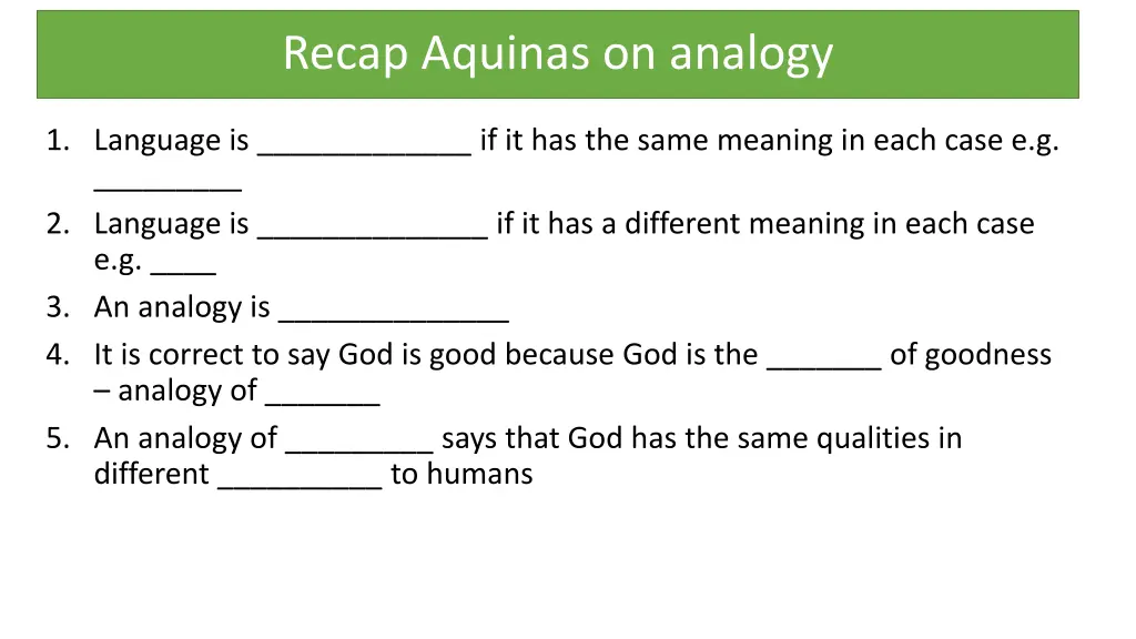 recap aquinas on analogy