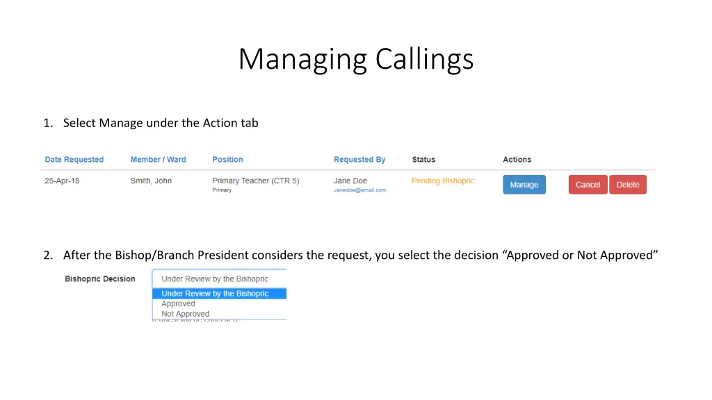 managing callings 1