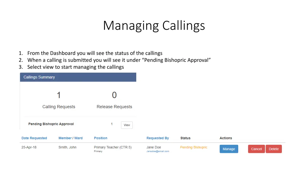 managing callings