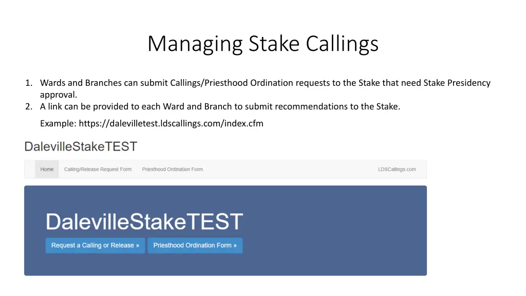 managing stake callings