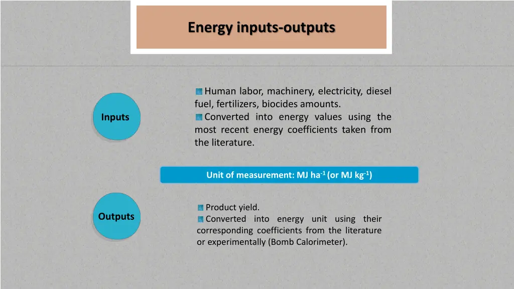 energy inputs outputs