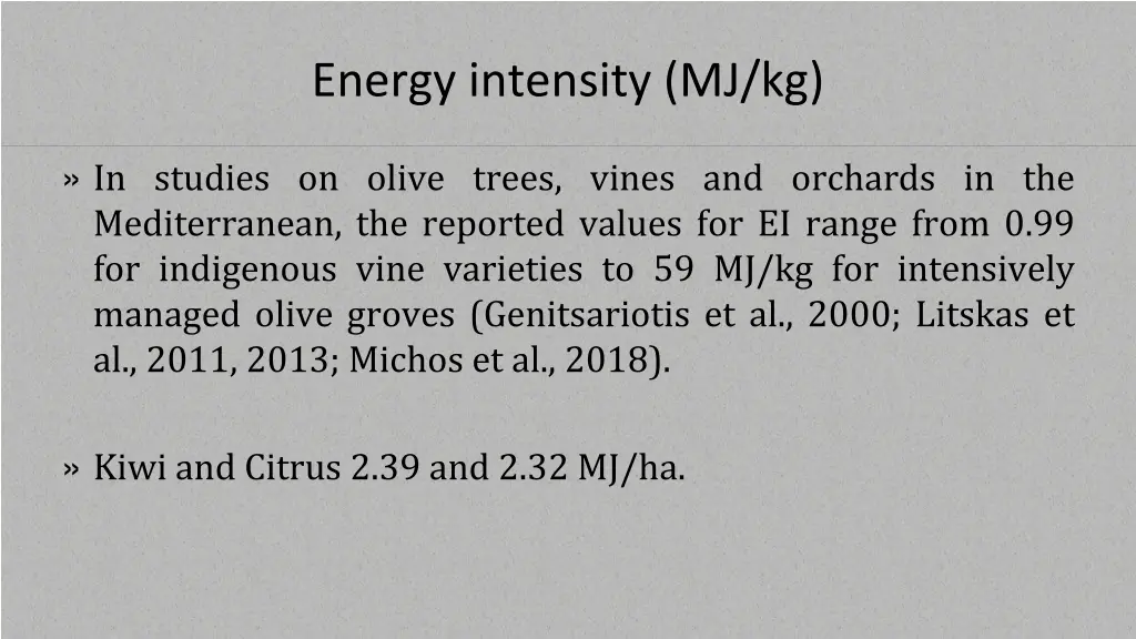 energy intensity mj kg