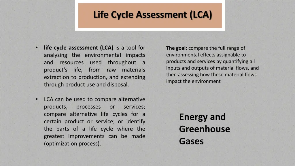 life cycle assessment lca