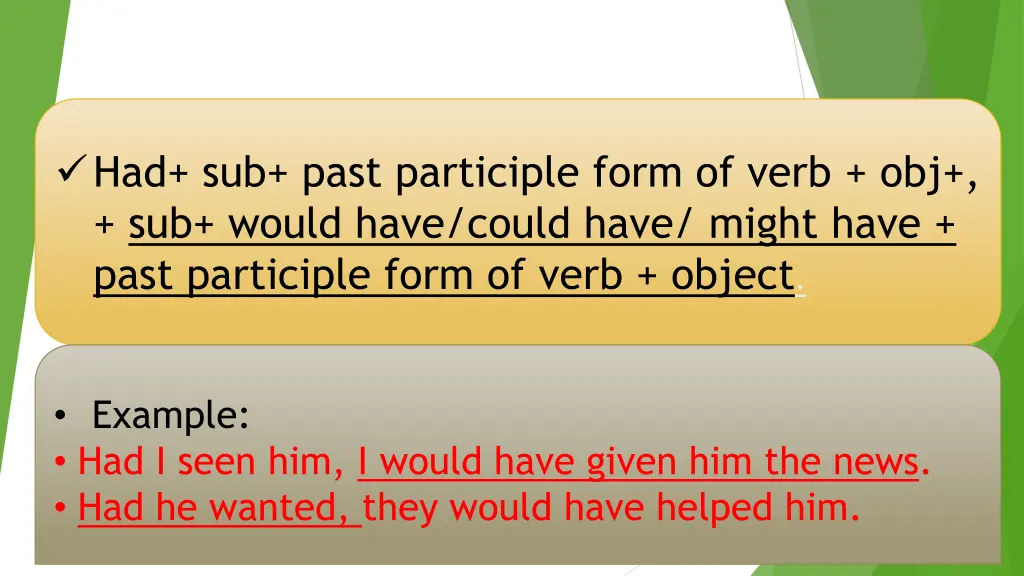 had sub past participle form of verb