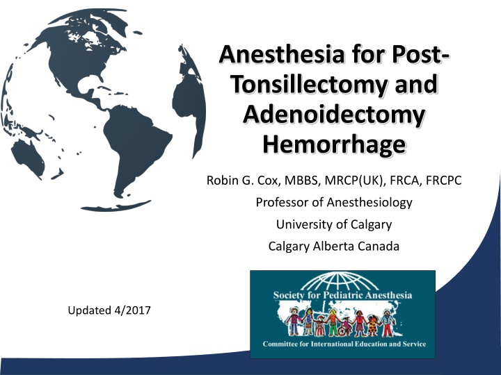 anesthesia for post tonsillectomy