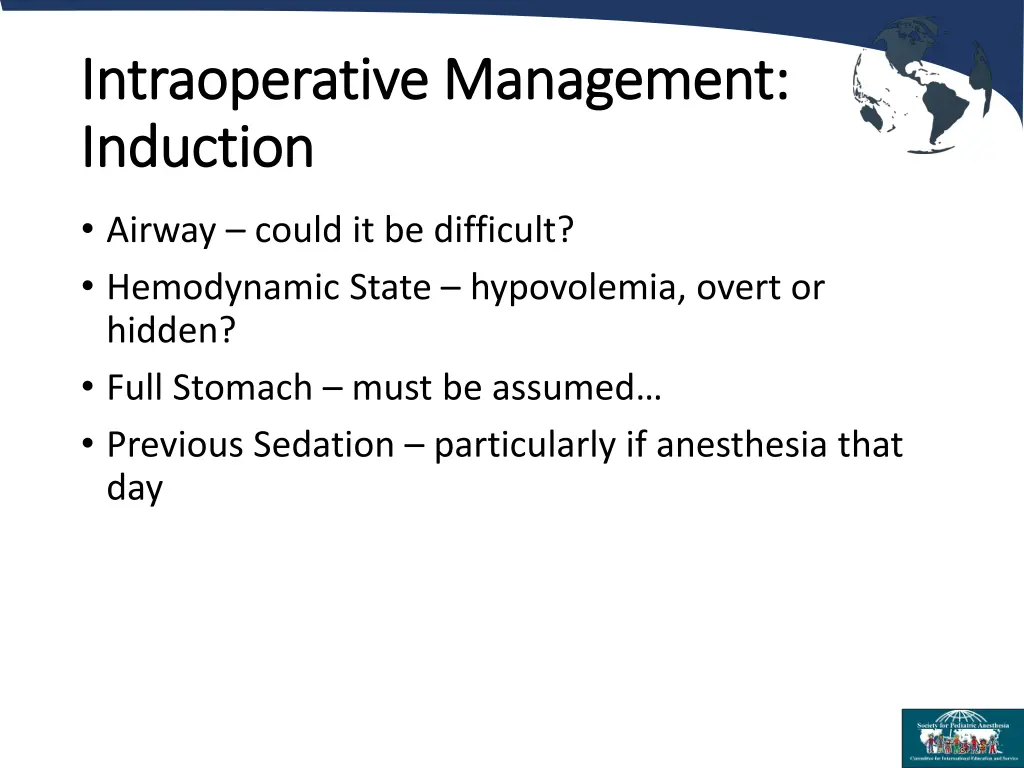 intraoperative management intraoperative