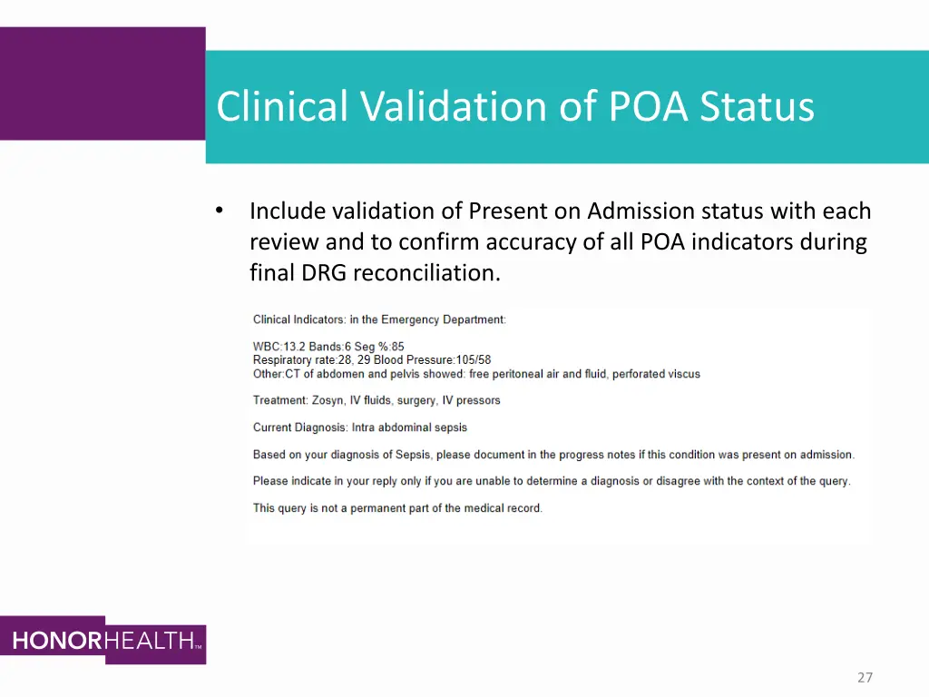 clinical validation of poa status