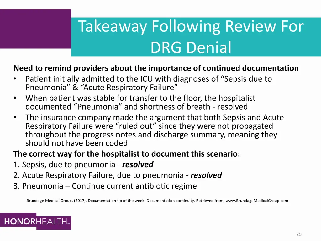 takeaway following review for drg denial 1