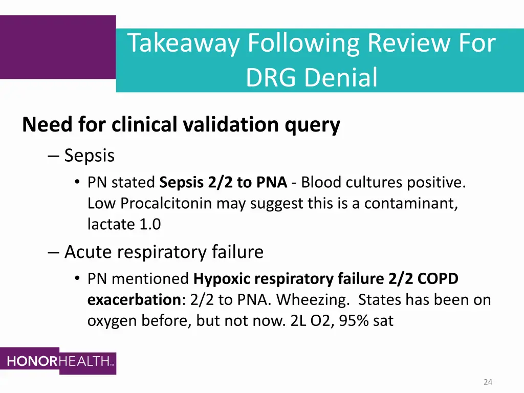 takeaway following review for drg denial