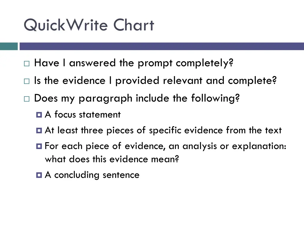 quickwrite chart