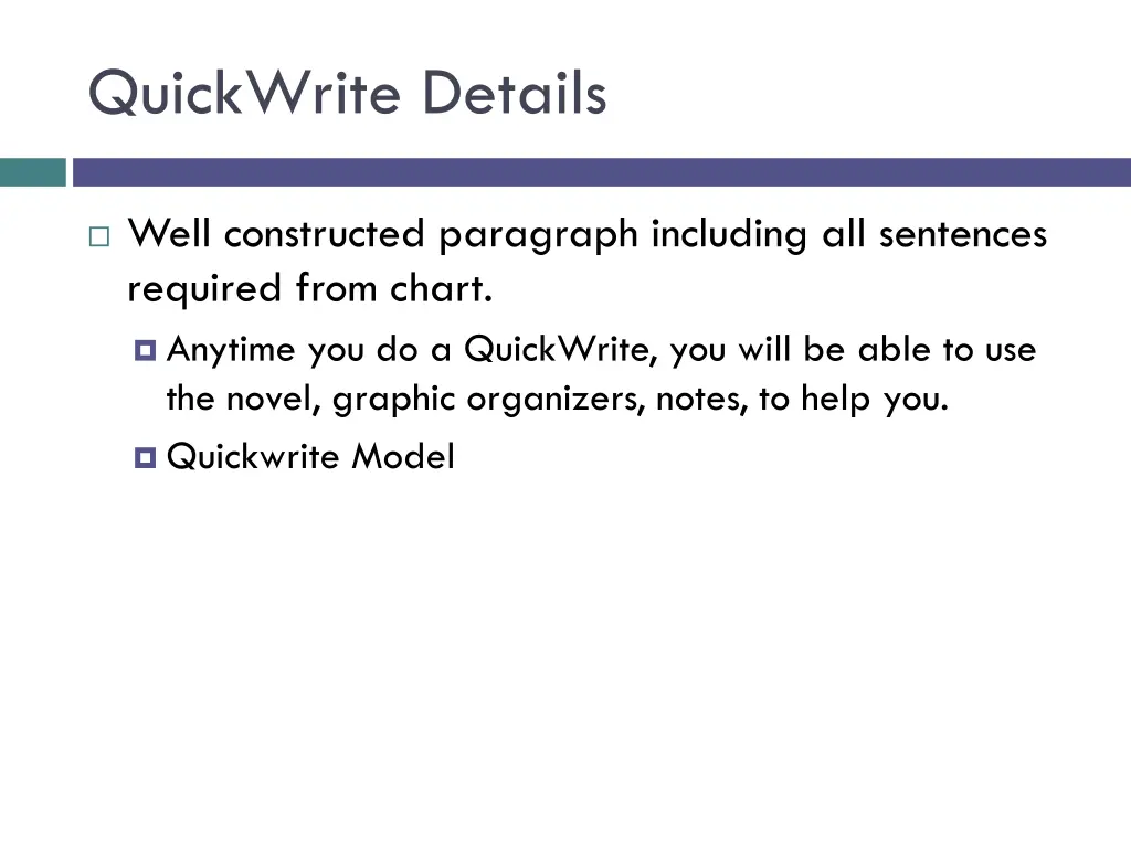 quickwrite details