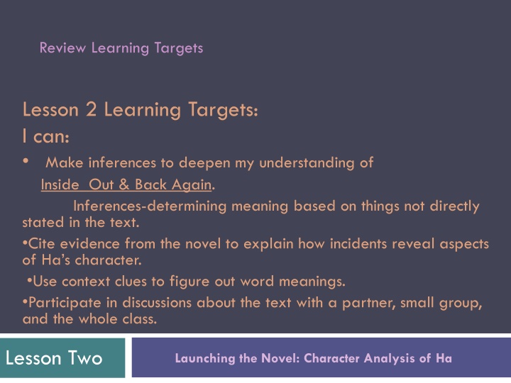 review learning targets