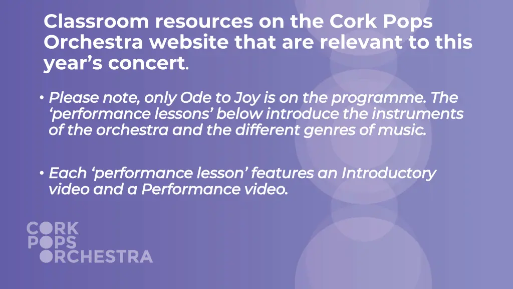 classroom resources on the cork pops orchestra