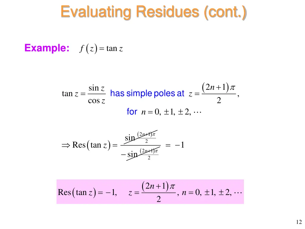 evaluating residues cont 3