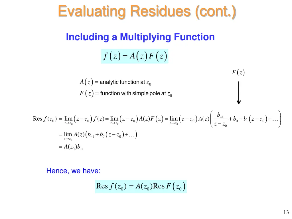 evaluating residues cont 4