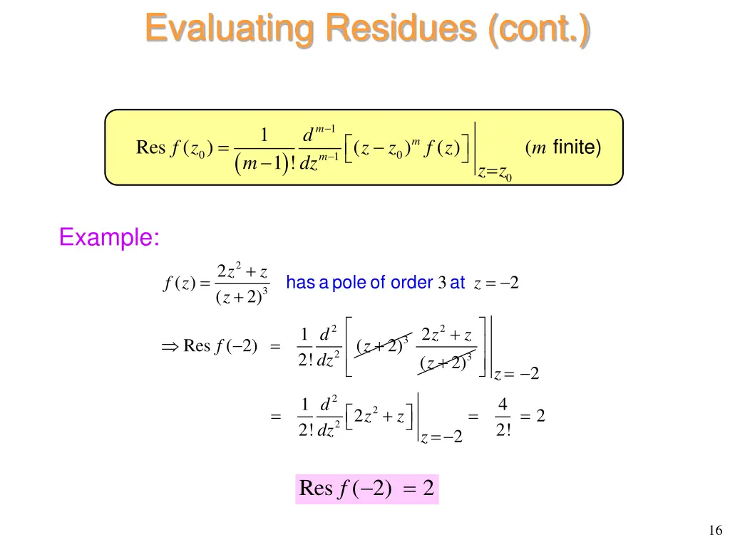 evaluating residues cont 7