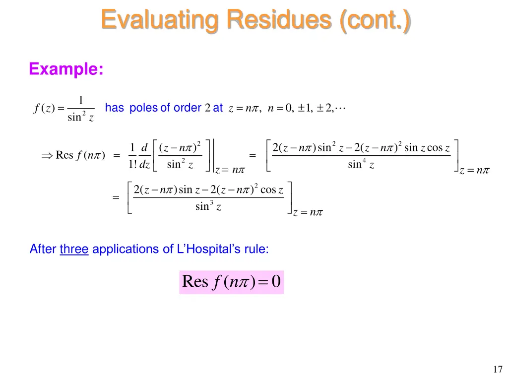 evaluating residues cont 8