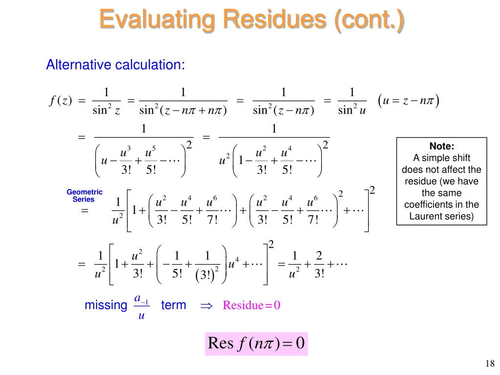 evaluating residues cont 9