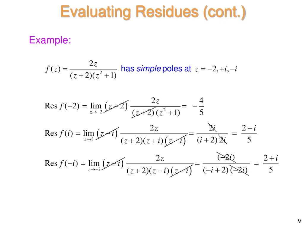 evaluating residues cont