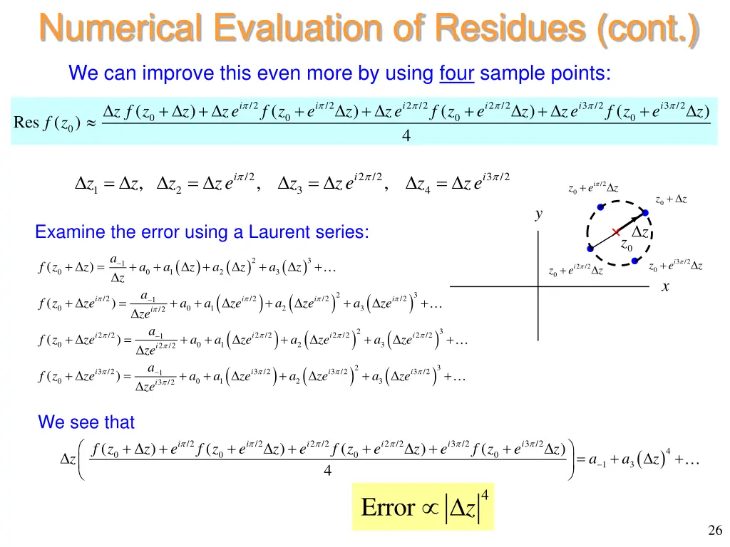 numerical evaluation of residues cont 2