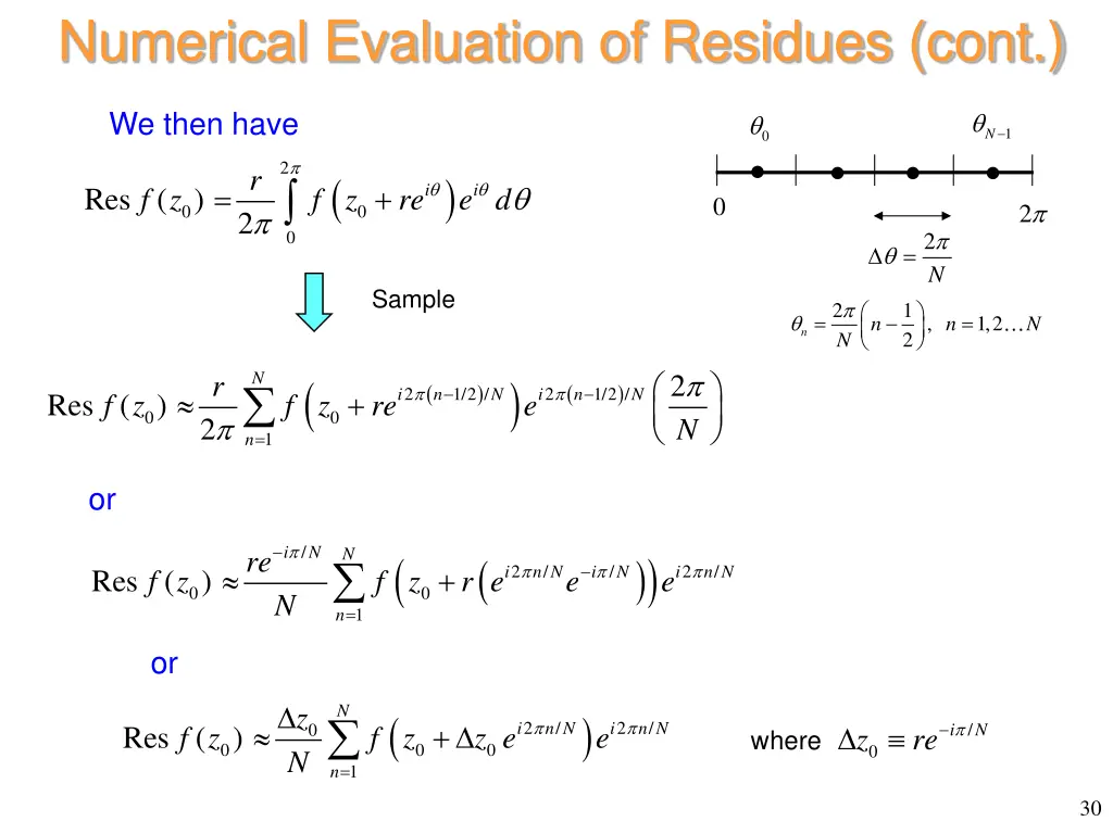 numerical evaluation of residues cont 6