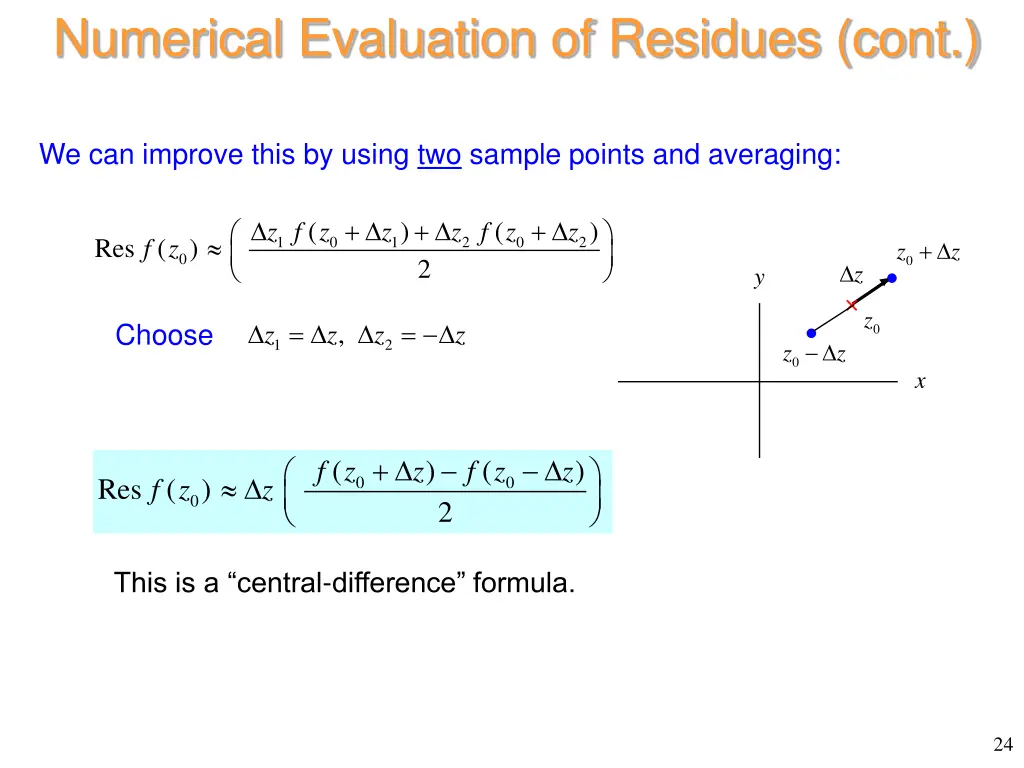 numerical evaluation of residues cont