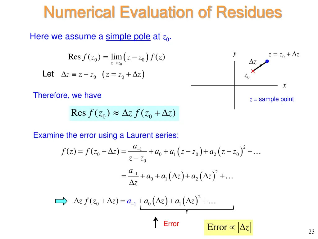 numerical evaluation of residues