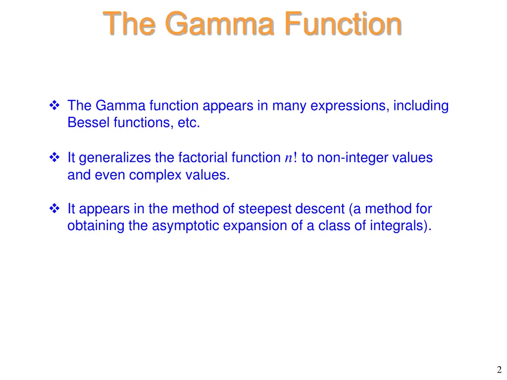 the gamma function