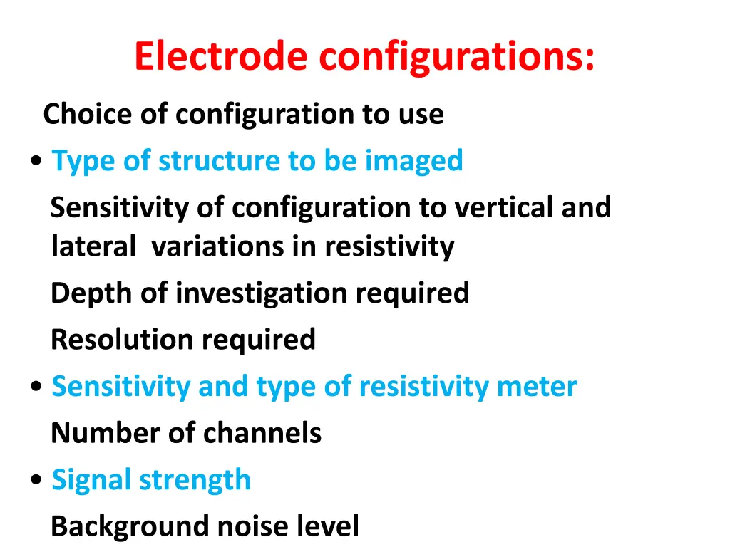 electrode configurations