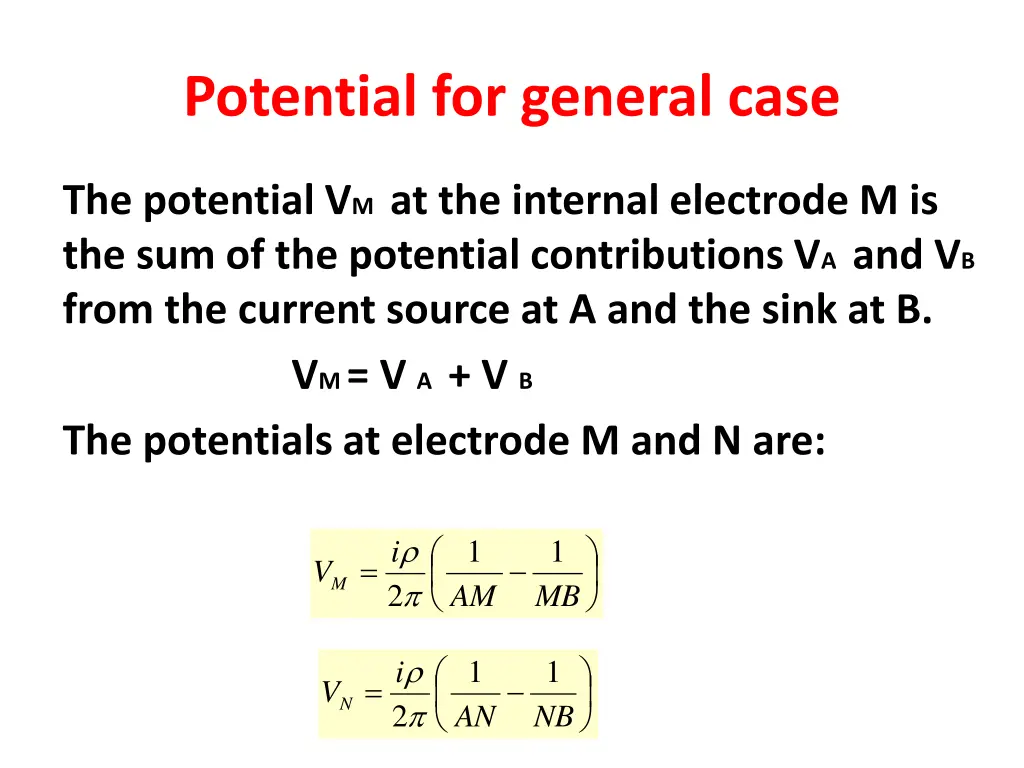 potential for general case