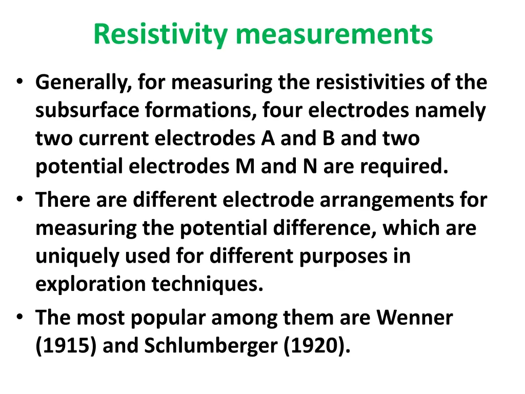 resistivity measurements