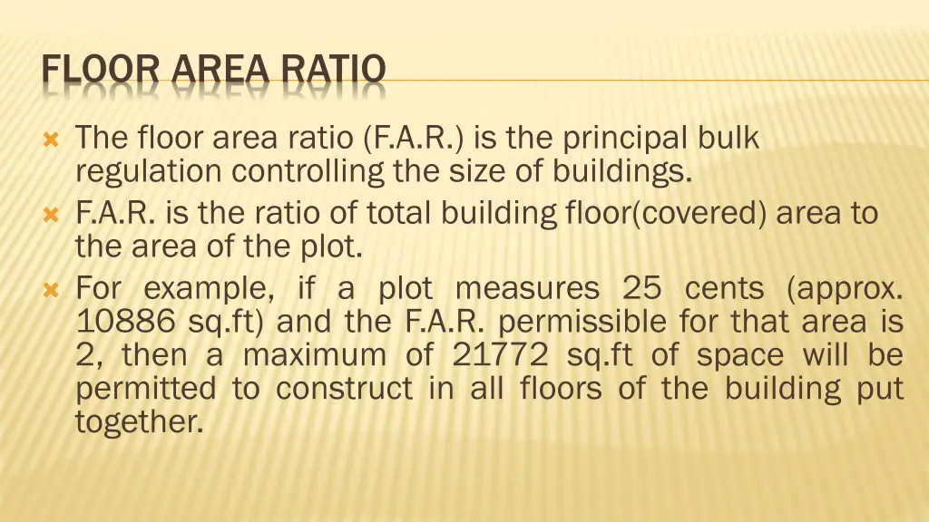 floor area ratio 1