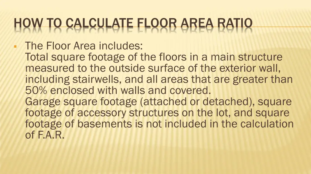 how to calculate floor area ratio