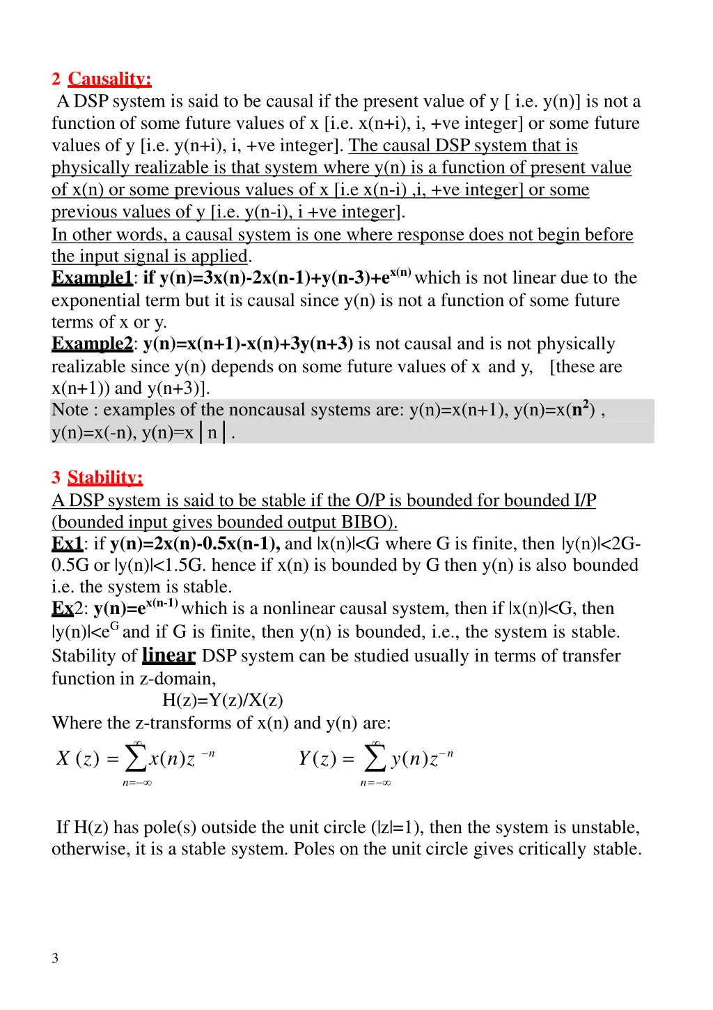 2 causality a dsp system is said to be causal