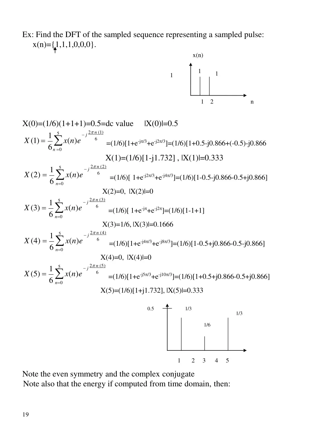 ex find the dft of the sampled sequence