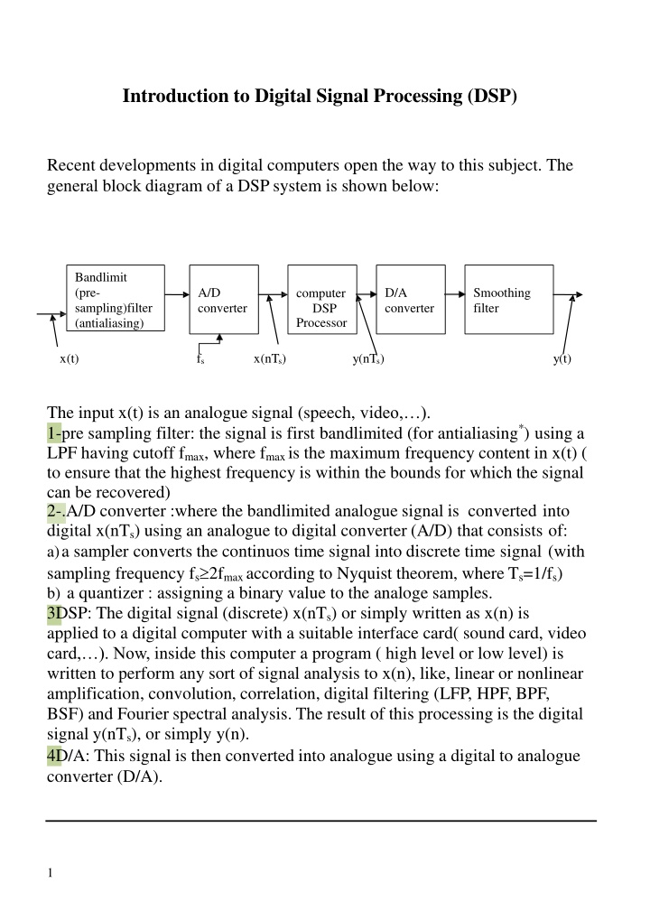 introduction to digital signal processing dsp