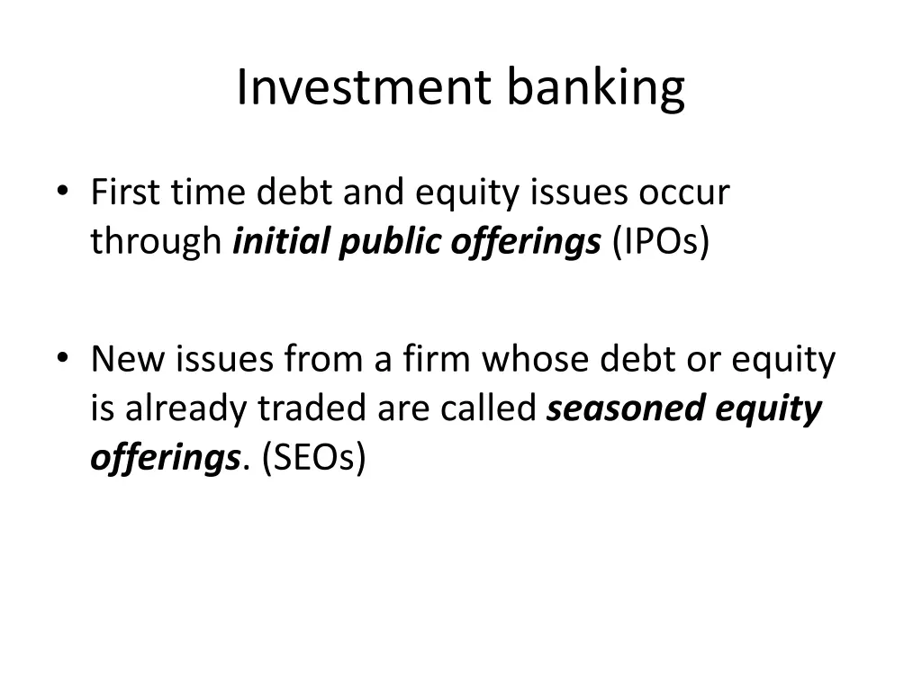 investment banking