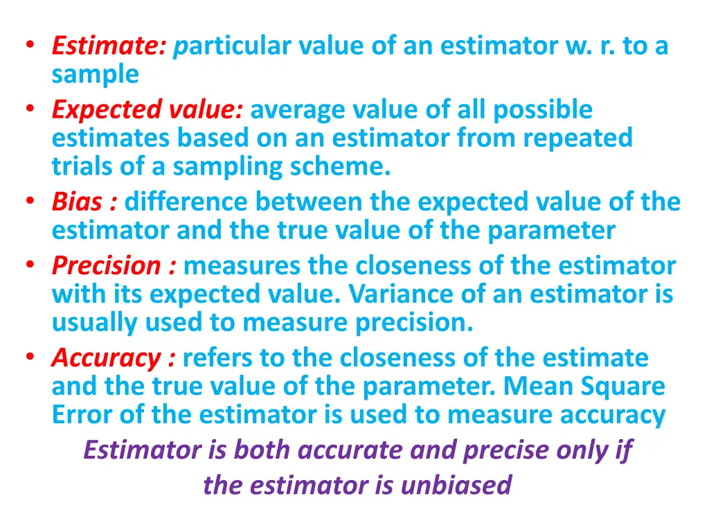 estimate p articular value of an estimator