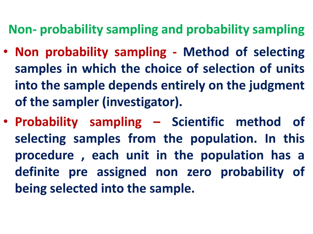 non probability sampling and probability sampling